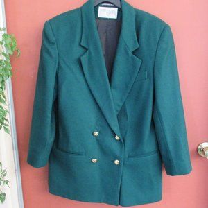 Wool Blend INTERNATIONAL Scene Women's Green Coat L